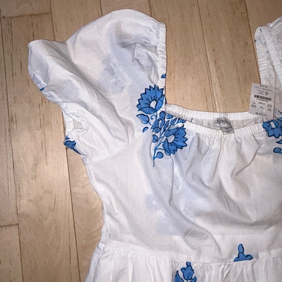 J. Crew Women’s Cotton Floral Puff Sleeve Tiered Midi Dress Blue/White Sz 4 NWT - Picture 9 of 16